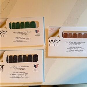 Color Street Nail Strips - Green, Black, Orange